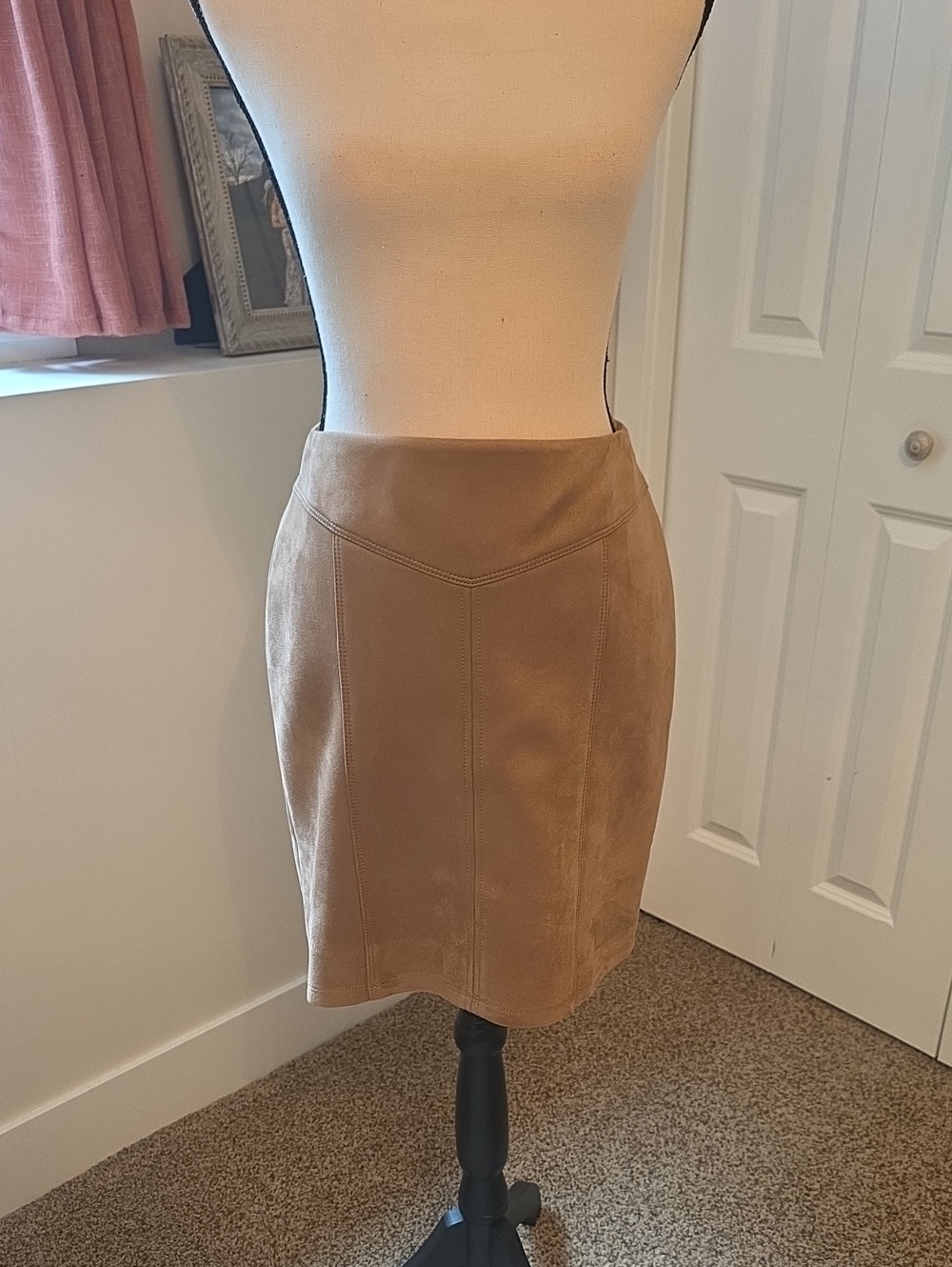 White House Black Market Tan Suede Pencil Skirt